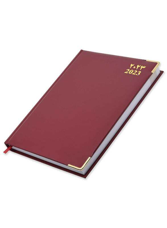 

FIS 2023 Arabic/English 1-Side Padded Agenda Diary with Gold Corners, 400 Sheets, 60 GSM, FSDI75AEVG23MR, Maroon