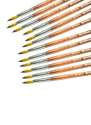 Artmate Round 16 Size Artist Brushes, JIABSx101r-16, 12 Pieces, Brown