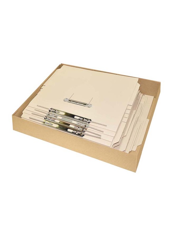 FIS Transfer File with Fastener & Pocket, 320GSM, F/S Size, 40 Pieces, FSFF15BF, Buff Beige