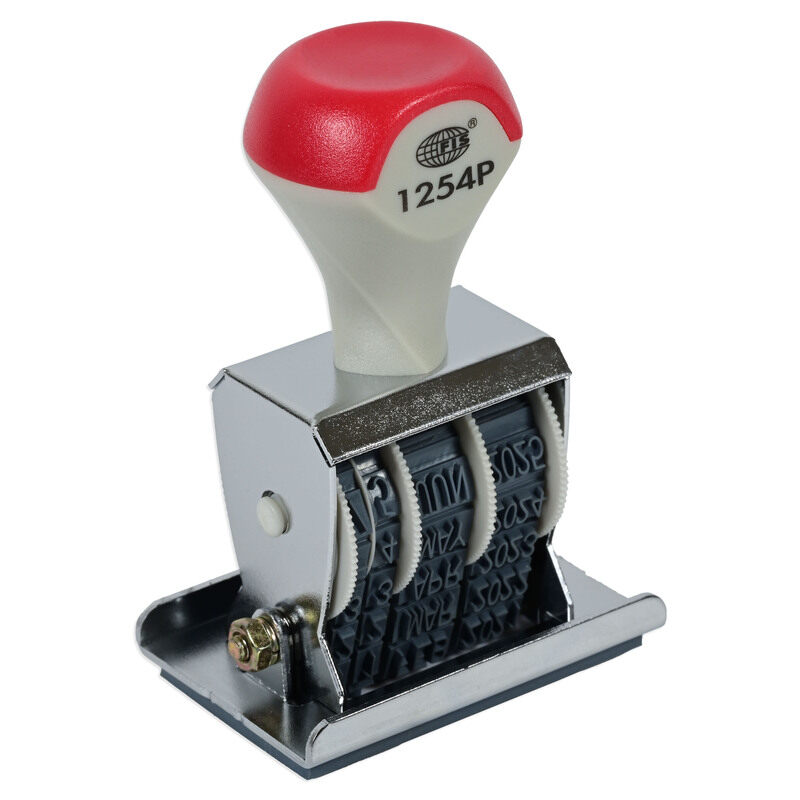 

FIS Stamper, Date with PAID, 4mm Size, Rotate Change Mechanism, Red Color Handle-FSDT1254P