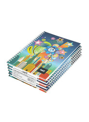 Light 5-Piece Spiral Hard Cover Notebook, Single Ruled, 100 Sheets, A5 Size, LINBSA51608, Multicolour