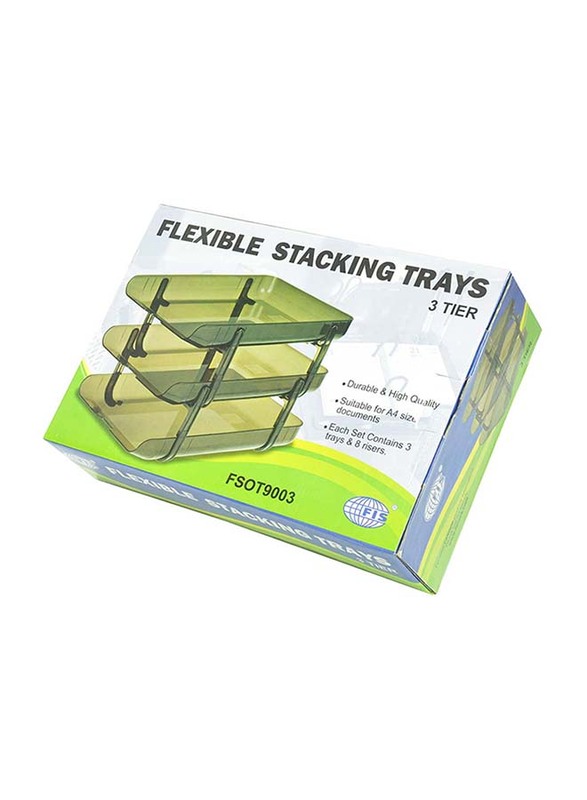 FIS 2-Tier Flexible Stacking Tray, FSOT9003, Smoky Grey