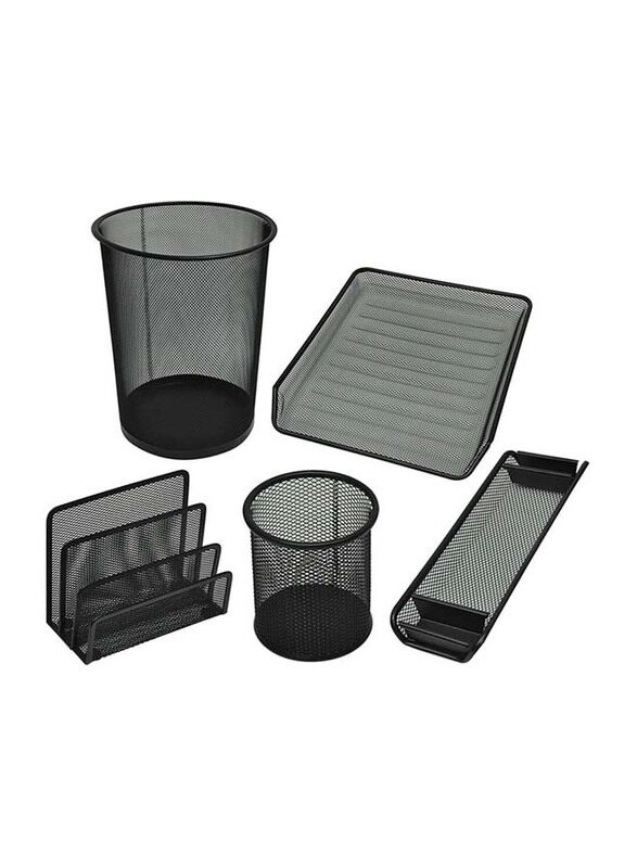 

FIS Metal Mesh Office Set, 5 Pieces, FSDSB82037T, Black