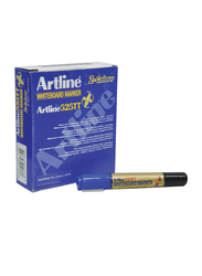 Artline 12-Piece Polyester Fibre Tip 2 in 1 Whiteboard Markers, Blue/Black
