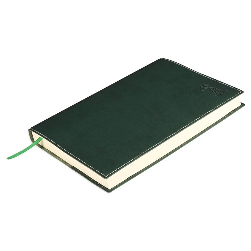 

FIS2025 A5 Diary, Italian PU Materials, Soft Jacket Cover with Sewing, Size A5(148x210mm), English/Arabic, Green Color, Pack in Gift Box-FSDI17AE25GR