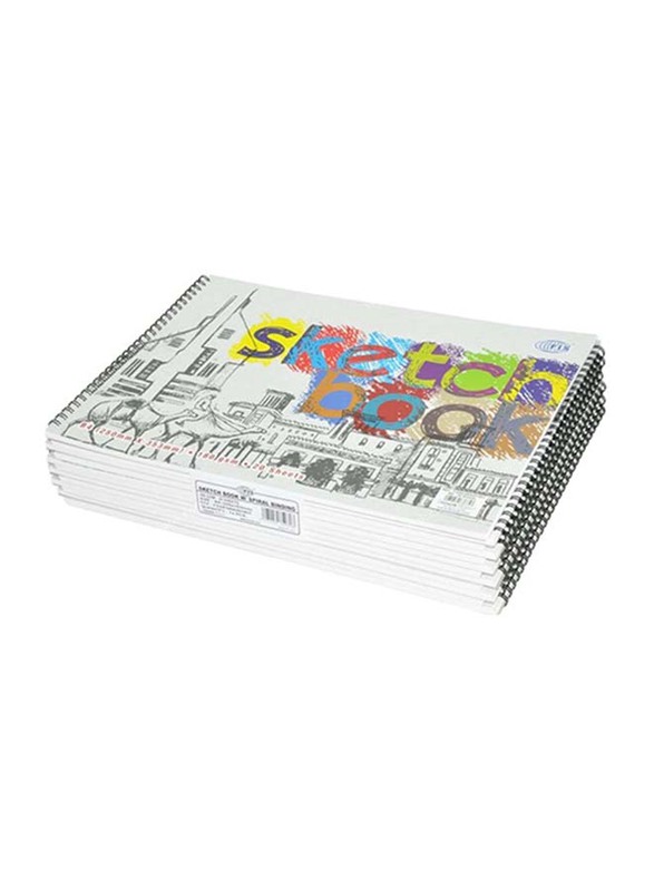 FIS 12-Piece Sketch Book with Spiral Binding, 20 Sheets, 180 GSM, B4 Size, FSSKSB4201801, White