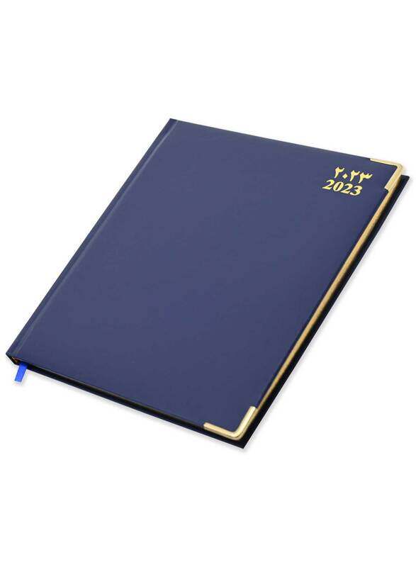 

FIS 2023 Arabic/English/French Golden Executive Diary with 1-Week at a Glance, 128 Sheets, 70 GSM, FSDI32AEG23BL, Blue
