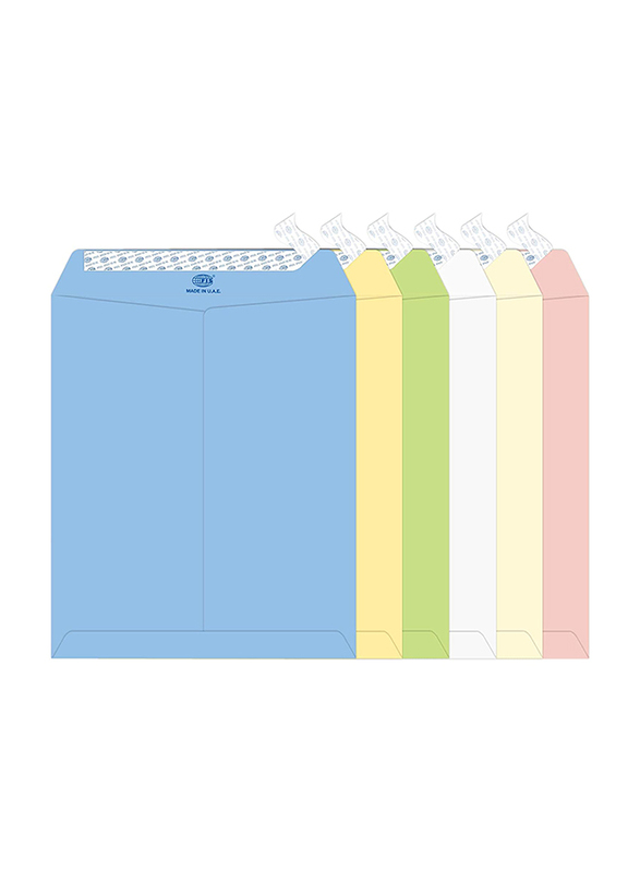 FIS Laid Paper Envelopes Peel & Seal, 12 x 10 inch, 60 Pieces, Assorted