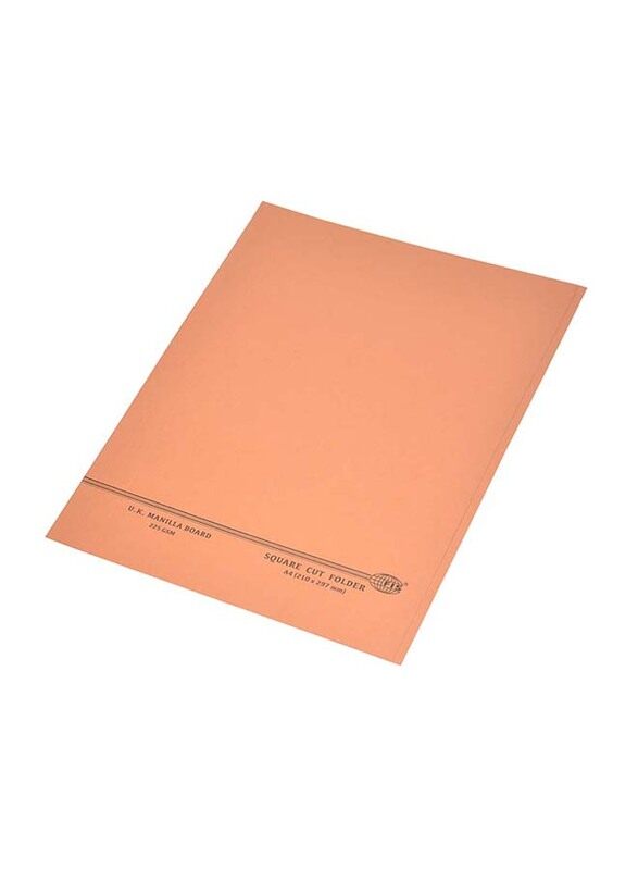 

FIS Kendal Manila Square Cut Folders without Fastener, 225GSM, A4 Size, 100 Pieces, FSFF9A4KOR, Orange