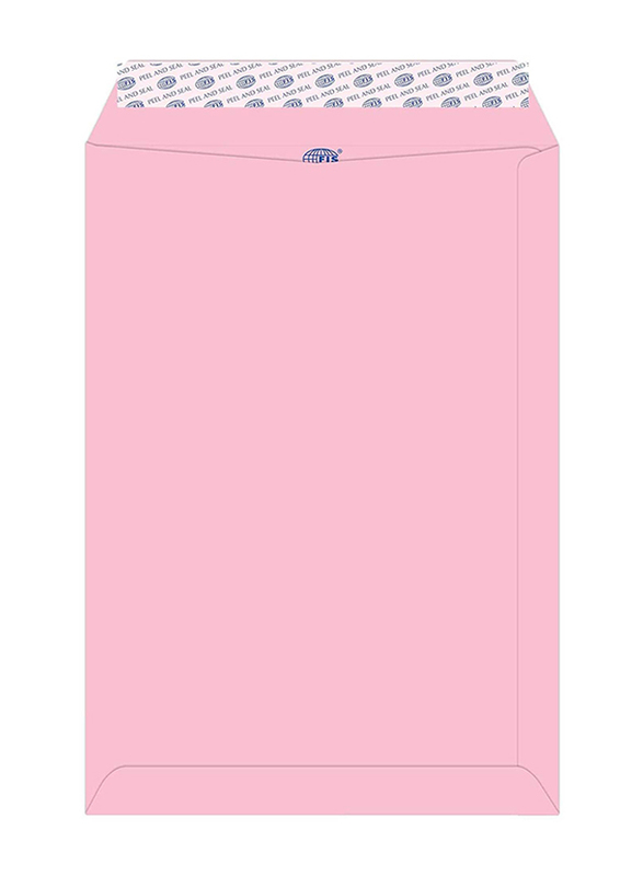 FIS Colour Peel & Seal Envelopes, 50-Piece, 80 GSM, C4 (324 x 229mm), Pastel Pink