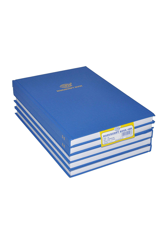 FIS Manuscript Notebook, 8mm Single Ruled, 4 Quire, 5 x 192 Sheets, A4 Size, FSMNA44Q, Blue