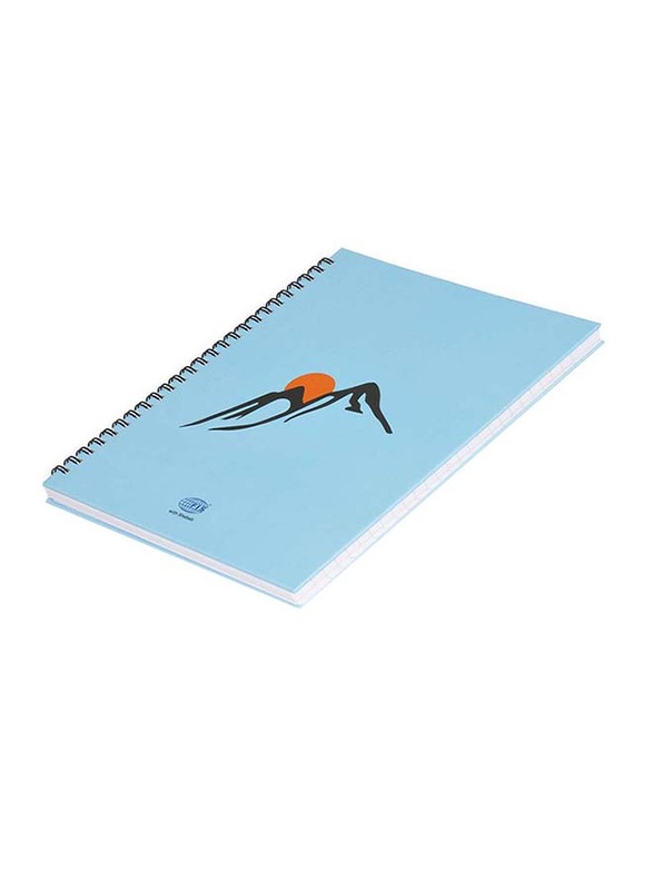FIS Spiral Hard Cover Single Line Notebook Set, 5 x 100 Sheets, 9 x 7 inch, FSNBS971902, Light Blue/Black/Orange