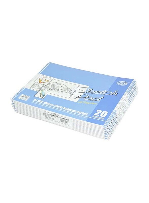 

FIS 12-Piece Sketch Book Set, 20 Sheets, A4 Size, FSSKS20A4, White