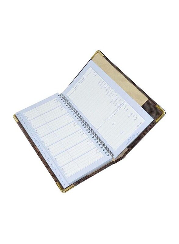 

FIS Italian PU Padded Cover Executive Arabic Address Book Gold Corner with Spiral, 250x135 mm, FSAD25X13.5SPUA, Brown