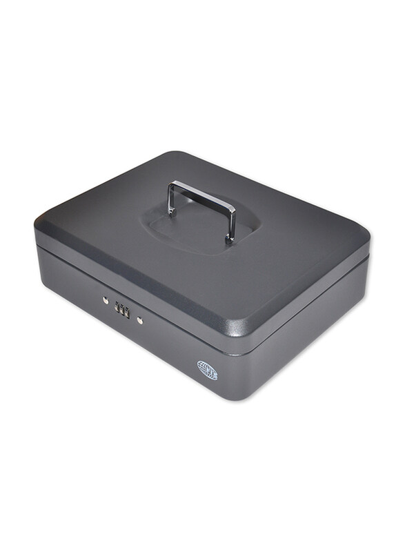 FIS Matt Finish Cash Box with Number Lock, 12 Inch, Black