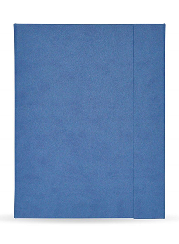 FIS Italian PU Cover Magnetic Folder with Single Ruled Ivory Paper Writing Pad and Gift Box, 96 Sheets, A4 Size, FSMFEXNBA4LBL, Light Blue