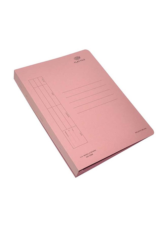 FIS Flat File with Plastic Fastener, F/S Size, 320GSM, 50 Pieces, FSFF5PI, Pink