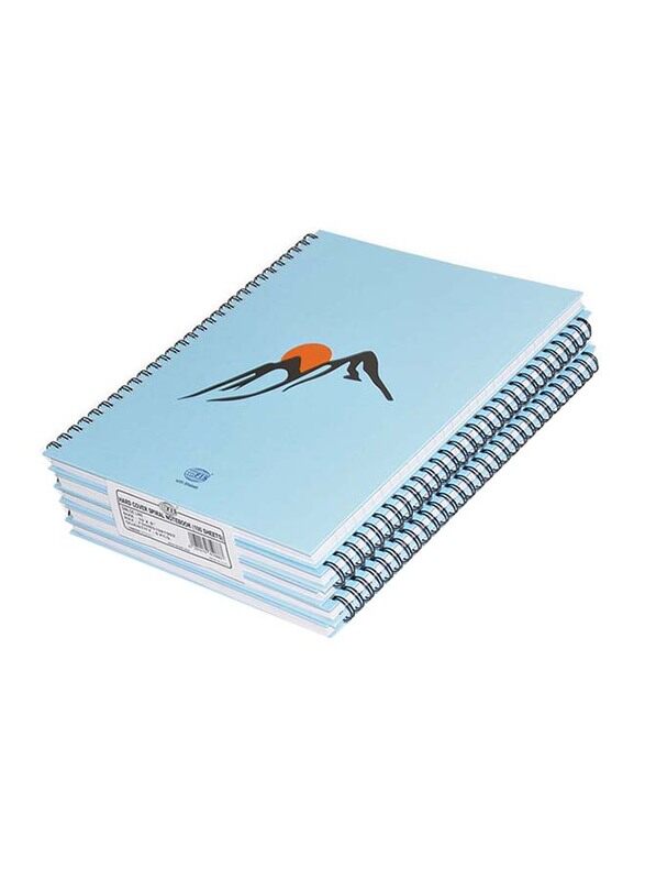 

FIS Spiral Hard Cover Single Line Notebook Set, 5 x 100 Sheets, 10 x 8 inch, FSNBS1081902, Light Blue/Black/Orange