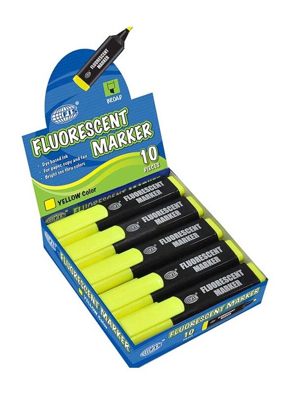 

FIS 10-Piece Fluorescent Erasable Markers Set, Yellow