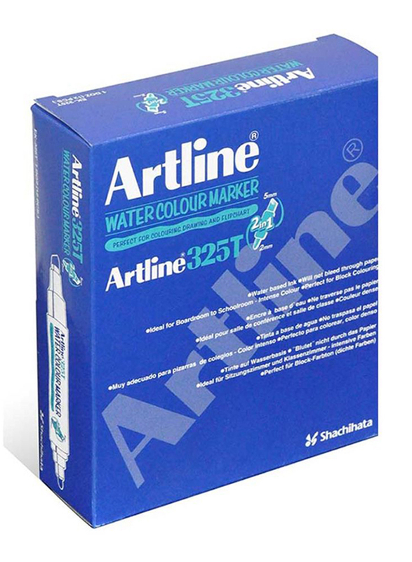 Artline 12-Piece Twin Water Colour Marker, ARMK325LBL, Light Blue