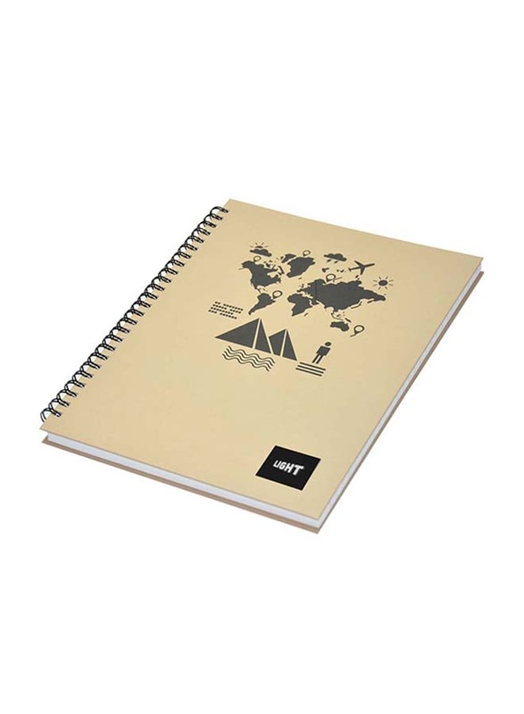 Light 5-Piece Spiral Hard Cover Notebook, Single Line, 100 Sheets, A4 Size, LINBSA41805, Beige