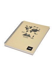 Light 5-Piece Spiral Hard Cover Notebook, Single Line, 100 Sheets, A4 Size, LINBSA41805, Beige