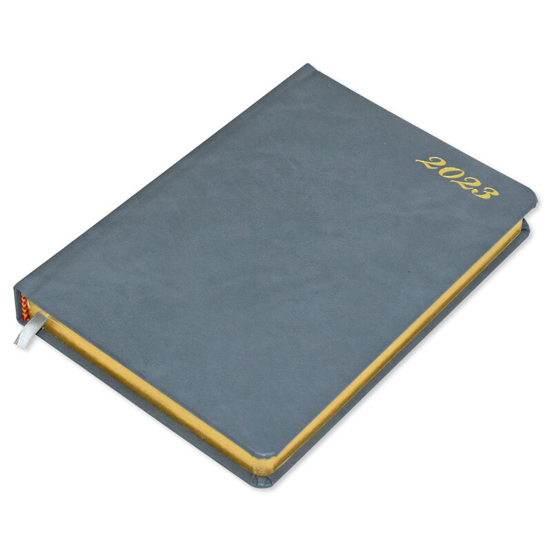 

FIS 2023 English Golden Bonded Leather Diary, 384 Sheets, 70 GSM, A5 Size, FSDI26EGB23GY, Grey
