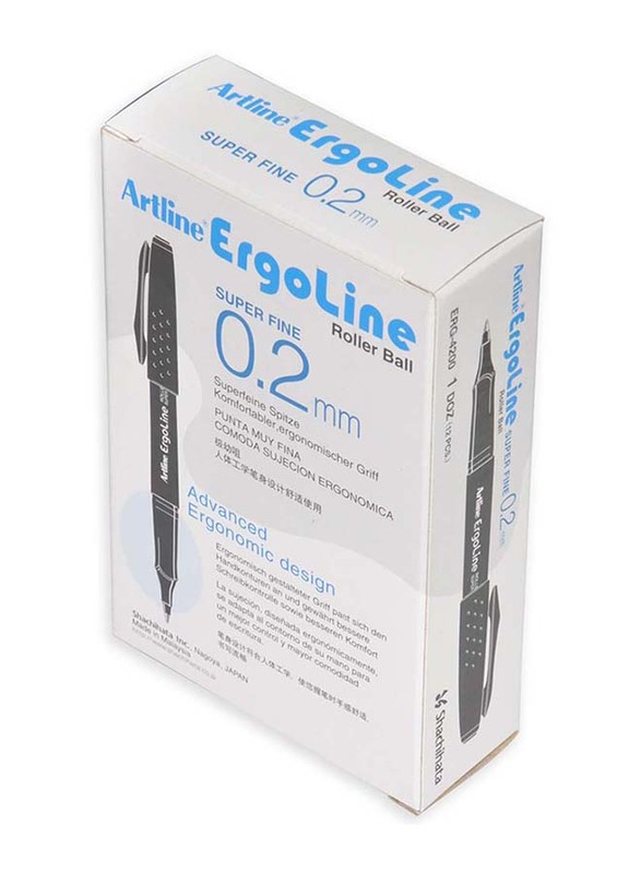 Artline 12-Piece Ergoline Rollerball Pen Set, 0.2mm, ARBN4200BL, Blue
