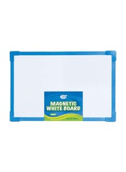 FIS Magnetic White Board with Plastic Frame, Marker & Eraser, 30 x 20cm, Blue