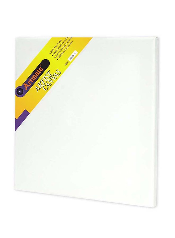Artmate Stretched Back Stapled Canvas 280 GSM, JIGNE09-3030, 30 x 30cm, White