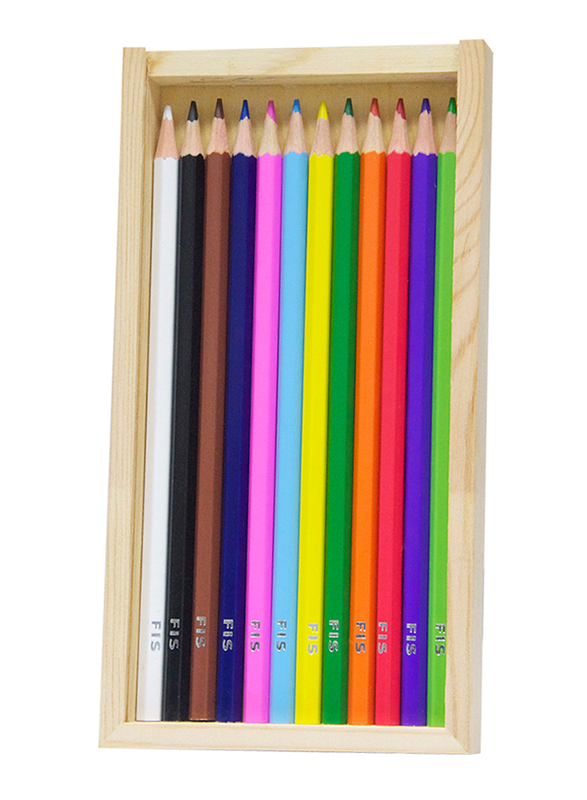 FIS 12-Piece Colour Pencil in Wooden Box Set, Multicolour