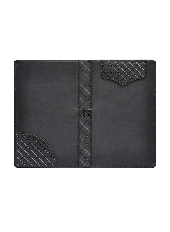 FIS Executive Italian PU Bill Folders Covers with Magnetic Flap & Pen Holder Round Corners Gift Box, 155 x 245mm, FSCLBFBKD2, Black