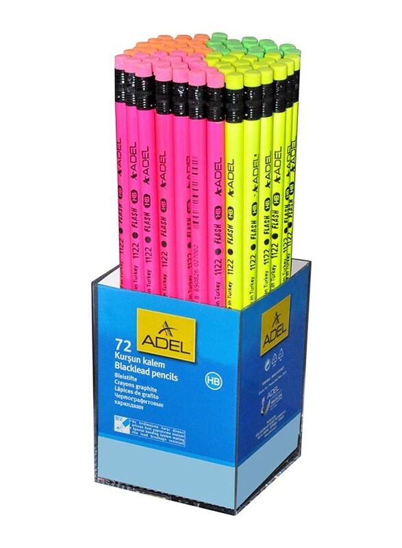 

Adel 72-Piece Blacklead Pencils Flash with Eraser Tip Set, ALPE-122000, Multicolour