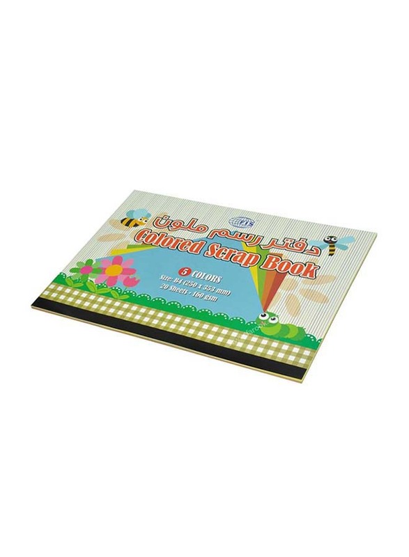 FIS 12-Piece Colored Scrap Book Binding, 20 Sheets, 160 GSM, B4 Size, FSSKSCBB420, Multicolor