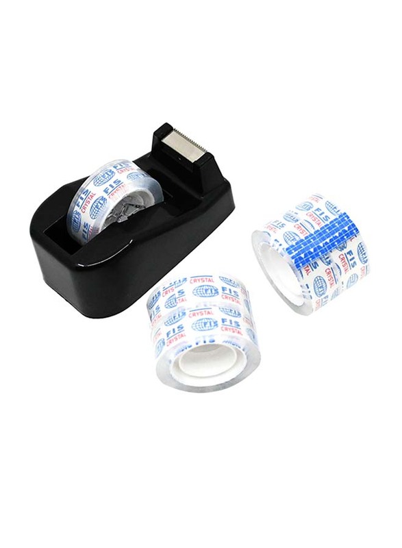 

FIS Crystal Tape with Dispenser, 3/4 Inches x 23, 45 Micron, FSTACR3/4X23Y, 4 Roll, Clear