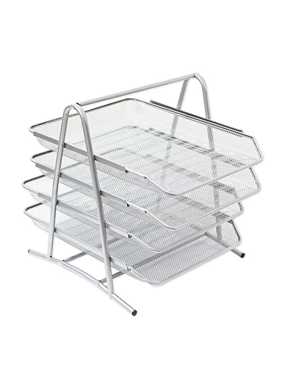 

FIS 4-Shelf Wire Mesh Office Trays, A4 Size, FSOT103SL, Silver