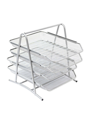 FIS 4-Shelf Wire Mesh Office Trays, A4 Size, FSOT103SL, Silver
