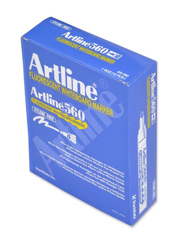 Artline 12-Piece 560 White Board Fine Marker Set, 4.0mm, Orange