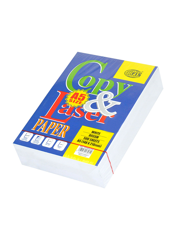 FIS Copy & Laser Photocopy Paper, 500 Sheets, 80 GSM, A5 Size