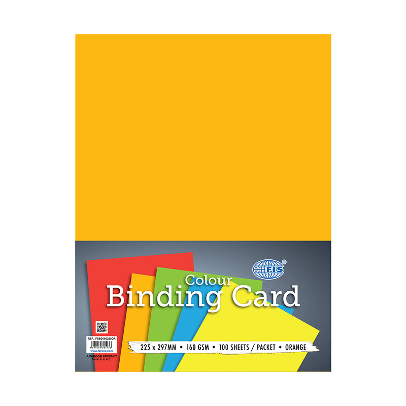 

FIS Colored Binding Cards, 100 Sheets, 160 GSM, FSBD160225OR, Orange