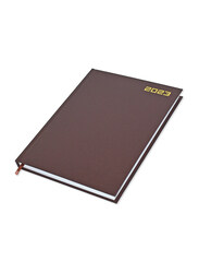 FIS Executive 2023 English Diary Vinyl Hard Cover, 384 Sheets, 70 GSM, FSDI88EN23CH, Dark Brown