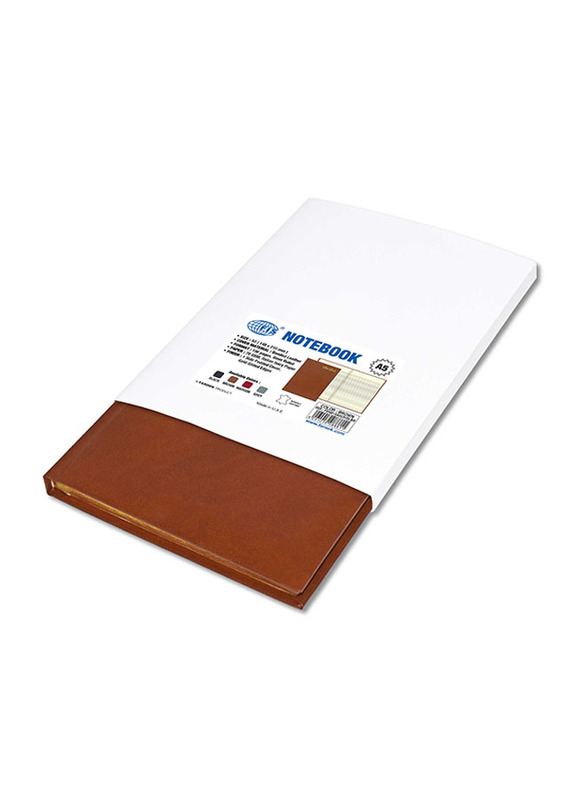 FIS Italian Ivory Paper Notebook with Golden Bonded Leather, 196 Pages, 70 GSM, A5 Size, FSNB1SA5GIVBL, Brown