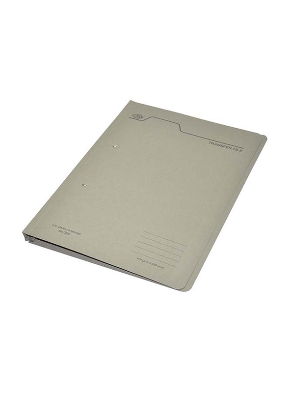 FIS Transfer File Set with Fastener, English, 320GSM, F/S Size, 50 Pieces, FSFF4EGY, Grey