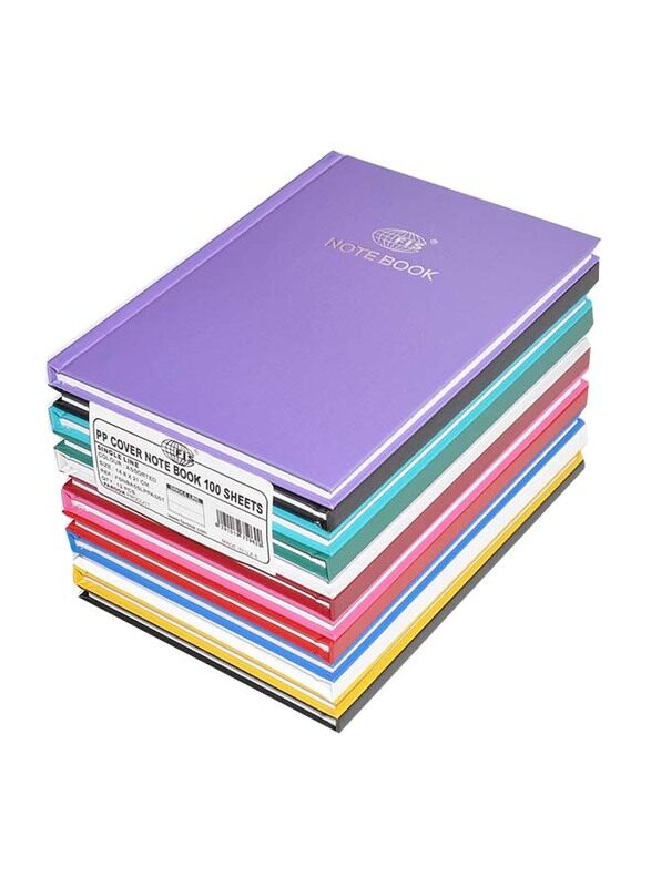 

FIS PP Cover Single Line Notebook, 12 x 100 Sheets, A5 Size, FSNBA5SLPPASST, Multicolour
