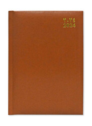 FIS 2024 Arabic/English 1 Side Padded Cover Diary, 384 Sheets, 60 GSM, A5 Size, FSDI18AE24BR, Brown