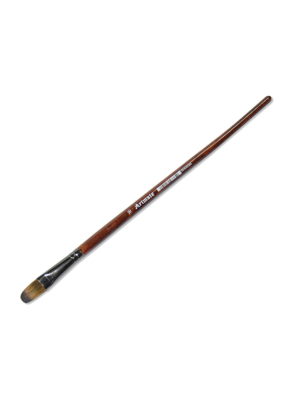 Artmate Filbert Shape Brush Long Wooden Handle, JIABSx101FR-16, 12 Pieces, Brown