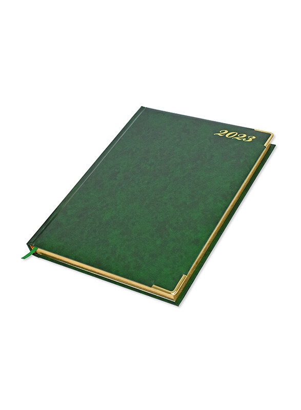 

FIS Golden Executive 2023 Daily English Diary, 384 Sheets, 70 GSM, FSDI88EG23GR, Green