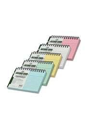 FIS Ruled Double Loop Spiral Binding Record Card, 5 x 3 Inch, 50 Sheets, 180 Gsm, FSIC53-180SP5C, Assorted