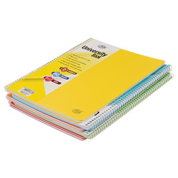 FIS Deluxe University Book, Spiral PP Neon Soft Cover, 2 Subjects, (215x279mm) Size, 80 Sheets, Set of 5 Pieces, Assorted Color  FSUB2SS8.5X11AST