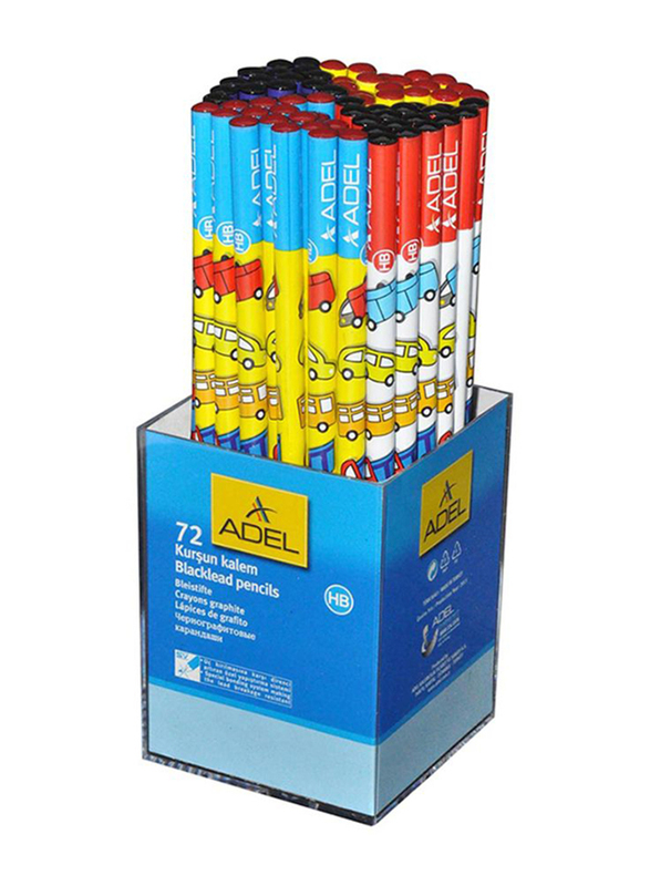 أديل طقم أقلام رصاص سيارات من 72 قطعة ، ALPE2061130724 ، أبيض / أحمر / أزرق / أصفر